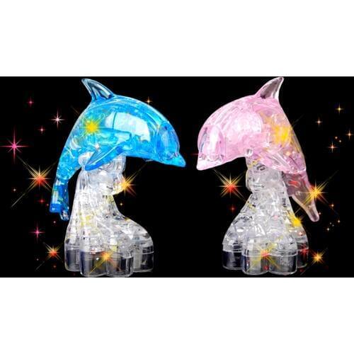 1 set Blue Pink Dolphin 3D Crystal Puzzle Building Intelligent Educational Toy Gift For Baby Children