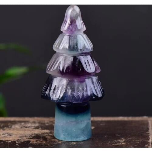 Big Size Natural Quartz Crystal Christmas Tree Hand Carved Fluorite Tree Healing Crystal Stone Christmas Gifts Home Decoration