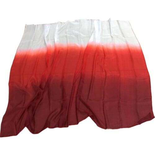 Light Weigh Belly Dance Silk Veil 100% Real Silk Hand Throw Scarf Shawl for Girls Women Bellydance Show Gradient Burgendy White