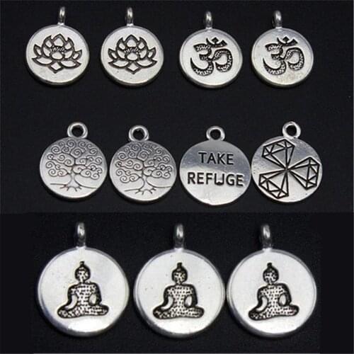 20pcs Tibetan Silver Tree/Lotus/Buddha/Diamonds/Tibetan language Symbol Pendant