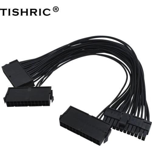 TISHRIC 20+4 24Pin Power Supply Synchronizer Male To Female ATX ADD2PSU Three PSU Extension Cable Riser For GPU Miner Mining