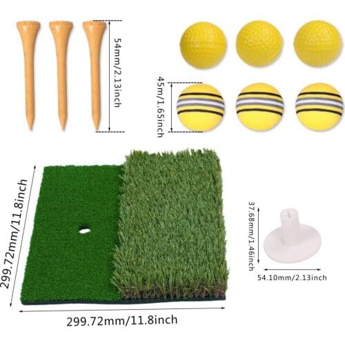 Golf Practice Mat Set Two-color Non-slip Durable Training Hitting Mat Indoor Outdoor Golf Grass Pad With Practice Ball Set