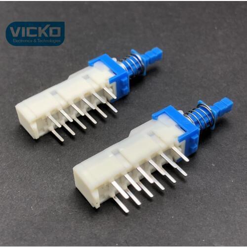 [VK] original ALPS key button switch power amplifier mixer switch SPUN194700 self lock 12P 12 feet 12 pin total long 54mm