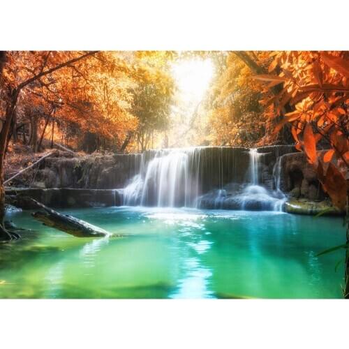 Waterfall Lake Sunshine Scenery Photo Backdrop Vinyl Cloth Backgrounds for Children Baby Portrait Photocall Photography Props