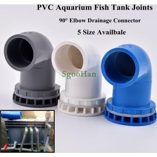 1PC 5 Size Available PVC Pipe Aquarium Fish Tank Elbow Connector Overflow Thread Water Tank Supply Home DIY Garden Tube Joint