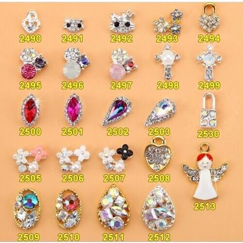 10pcs Nail art rhinestone alloy Shiny Transparent crystal nail jewelry DIY Nail Decoration Tools cat horse eye flower gems