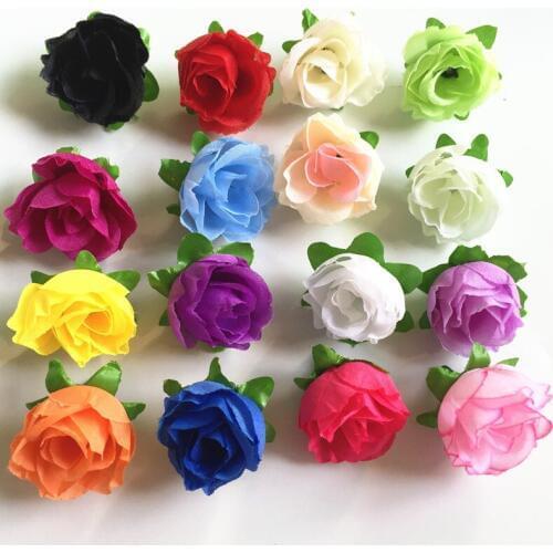 100pcs 3cm Decorative Artificial Small Tea Rose Flower Heads For DIY Wreath Hair Dress Accessories Party Wedding Decoration