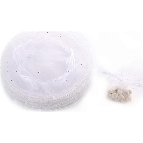 100pcs 40cm Diameter Round Drawstring Organza Jewelry Candy Pouch Christmas Wedding Party Favor Gift Packaging Bags Gauze Bag