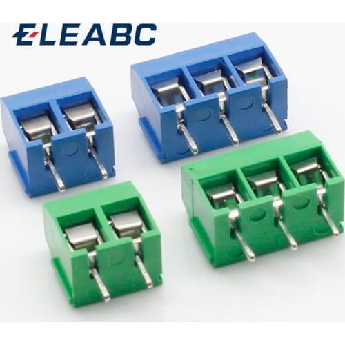 100PCS/Lot KF301-2P KF301-3P KF301-5.0-3P KF301 Screw 3Pin 5.0mm Straight Pin PCB Screw Terminal Block Connector Blue and green