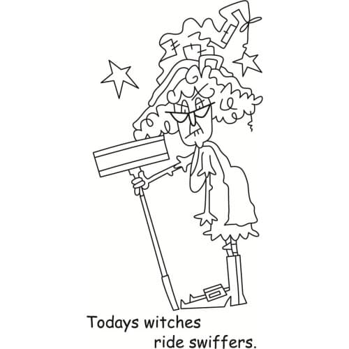 10x8 Witches riding swing Transparent Clear Rubber Stamp Sheet Cling Scrapbooking Photo Album PaperCard DIY Craft