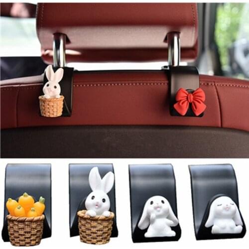 2PCS/set cute rabbit rear seat multifunctional small hook In-car seat back bracket with hook for automobile Automotive interior