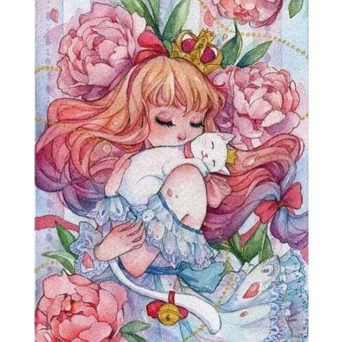 5D Diy Diamond Painting Cartoon Girl Portrait Cross Stitch Kit Full Drill Embroidery Mosaic Art Picture of Rhinestones Decor