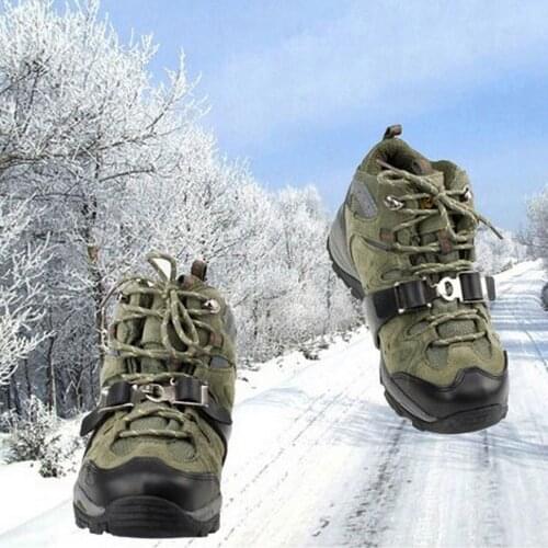 Climbing Crampons 4 Teeth for outdoor winter Walk Ice Fishing Snow Shoes Antiskid Shoes Manganese Steel Shoe Covers