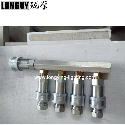 Free shipping Co2 Jet Machine Spare Parts 5 Way CO2 Gas Splitter Quick Connector For 1 Tank To 4 Machines