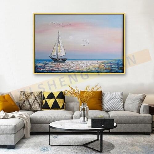 Large Size Knife Sea Boat Best Handmade Abstract Oil Painting On Canvas Modern Wall Art Painting For Living Room Home Decor