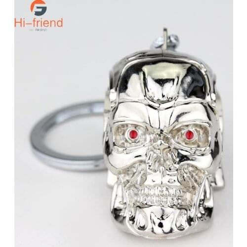 Movie Terminator Skull Head Logo Keychain Heavy Metal Style Punk Hip Hop Street Jewelry for Men Fashion Gift