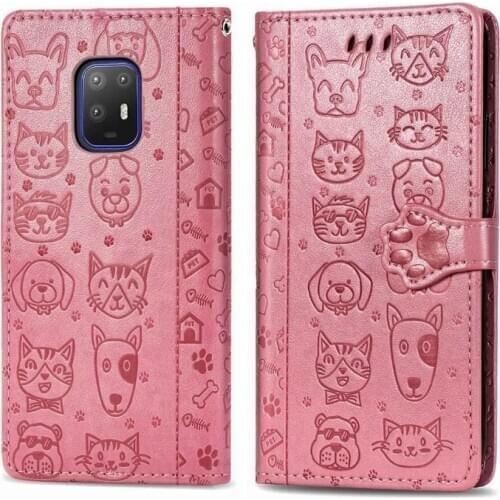 10pcs Cute Cat Dog Pattern PU Leather Wallet Card Pocket Slots Magnetic Flip Phone Case Cover for ARROWS 5G F-51A Be4 F-41A