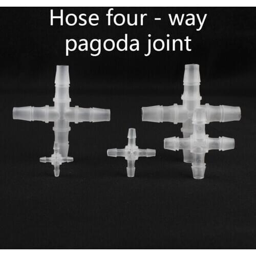 Hose four - way pagoda joint Hose Cross Straight Connector Four(4) Way Aquarium Splitter Fish Tank Joint Air Pump Adapter 5 Pcs