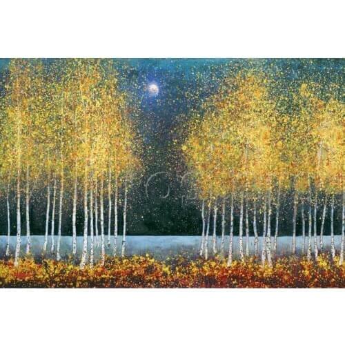 Modern Art Landscape Blue Moon oil painting Canvas Trees beautiful color High quality hand painted Decorate Living Room