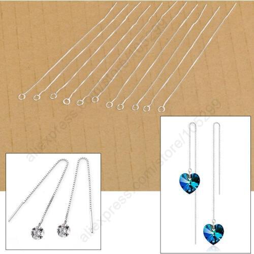 20Pcs Ear Threads Making Jewelry Findings 925 Sterling Silver Box Line Chain Earring Supplies For Crystal Beads