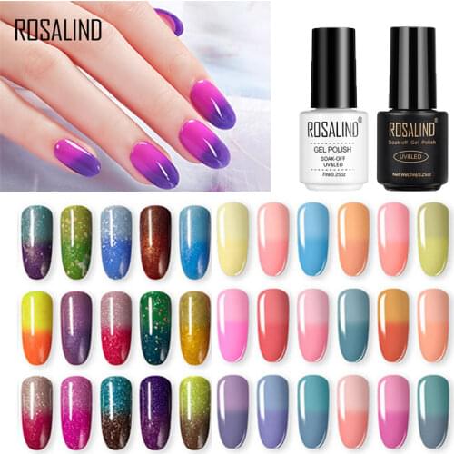 Rosalind Temperature Change Nail Gel Polish Varnish Resin Acrylic Nail Art Gel For Manicure Semi Permanent BaseTop Coat UV Lamp