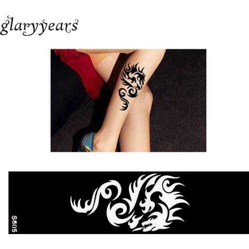 Hot 1 Piece Small Hollow Henna Leg Tattoo Stencil DIY Health Body Art Anklets Strip Dragon Totem Design Tattoo Stencil Fake S605