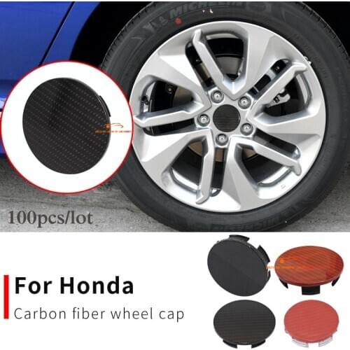 100pcs 69mm 58mm Carbon fiber red/black no logo Emblem Wheel Center Cap Cover ABS For CRV Civic Accord CITY Fit Pilot Crossroad