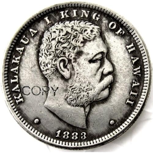 US 1883 1/2D Hawaii Commemorative Half Dollar Silver Plated Copy Coin