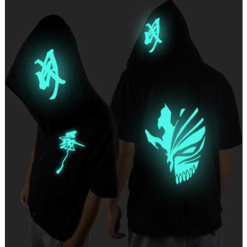 Short sleeve Jacket Back Luminous Male And Female Hip-hop Dancing Hoodies Loose Coat Human Bones, Skeleton, Dragon Coat