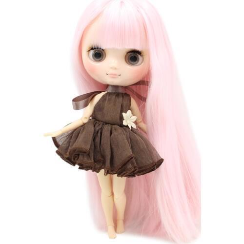 Middie blyth doll 210BL2352 Pink long hair with bangs 20cm joint body gray eye middle blyth doll 1/8 bjd toys girl gift