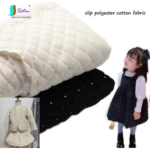 Fashion Pink Red Black White Velvet Embroidery Sequin Clip Polyester Cotton Fabric DIY Handmade Baby Dress Skirt Coat Bag Fabric