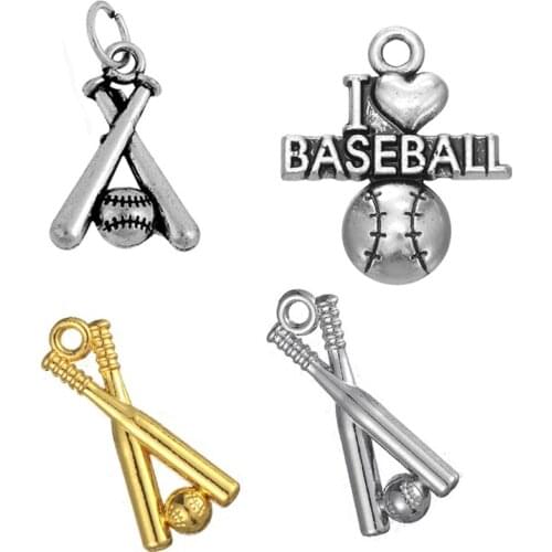 Fashion Mixed Design Baseball Pendants Charms For DIY Necklaces&Bracelets Pendants