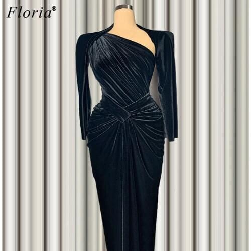 Muslim Black Formal Evening Dresses 2020 Plus Size Mermaid Robe De Soiree Arabic Long Prom Dresses Woman Party Night Sukienki