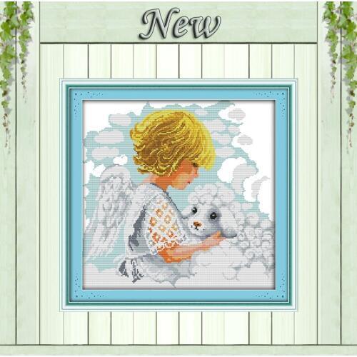 Angel The girl with the lamb decor painting counted printed on canvas DMC 11CT 14CT kits Cross Stitch embroidery needlework Sets