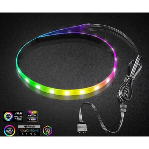 2021 New Coolmoon PC RGB LED Strip Light for Motherboard with 4 Pin RGB /5V ARGB Header Computer Case DIY Lighting 1.3ft