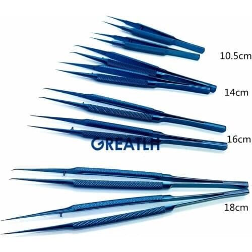 Ophthalmic forpces Curved Straight Titanium Tweezers 12cm 14cm 16cm 18cm Clip Clamp eye instrument