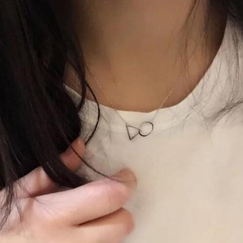 Korean Style Necklace Triangle Circle Necklaces for Women Geometric Clavicle Chains Necklace Jewelry Wholesale Collares