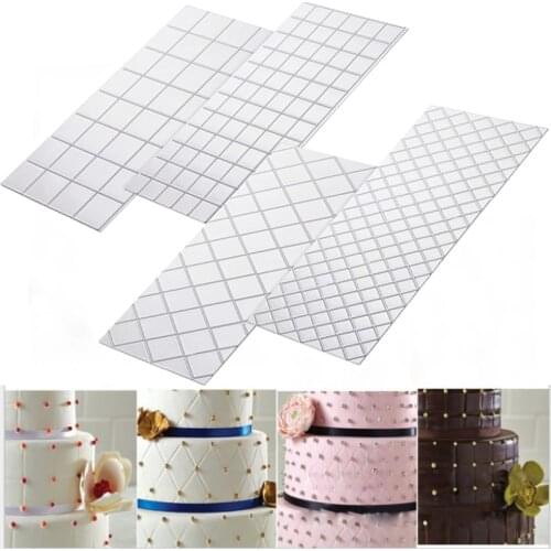 Sugarcraft Plastic Transparent Texture Lattic Volume Mat Cake Border Decorating Tools Fondant Gumpaste Stencil Molds Moulds H418