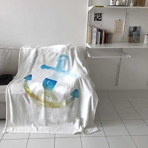 Beach Sea Anchor Watercolor Throw Blanket Picnic Travel Blanket Portable Soft Bedspread Microfiber Flannel Blankets for Beds
