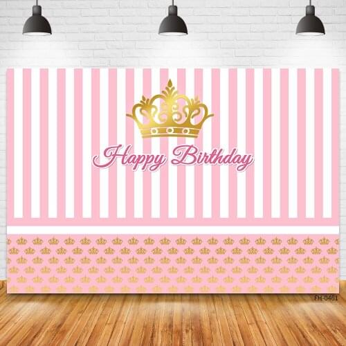 Custom Name Gold Crown Birthday Party Pink Backdrop Photo Studio Prop Newborn Baby Shower Boy Girl Poster Background Photography