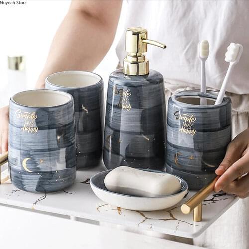 Bathroom Supplies Starry Sky Ceramic Toothbrush Holder Lotion Bottle/soap Dish/mouthwash Cup Bathroom Decoration Accessories