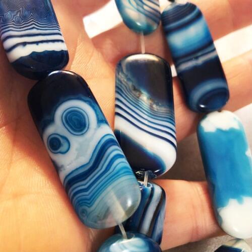 FLTMRH 16x38mm Rectangle Banded Agates Bead Fahion DIY Beads,Natural Stone Beads,Strand