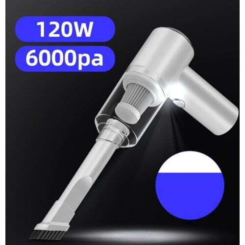 USB Rechargeable Cordless 6000Pa 120W Portable Handheld Powerful Cordless Car Vacuum Cleaner For Truck Home Office Pet Hair