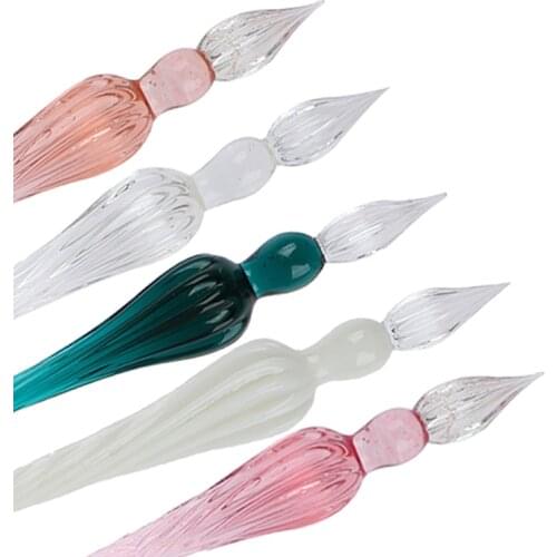Crystal Glass Dip Pen Set Non-carbon Ink Fountain Signature Pen Writing Tools Soda Lime Glass Pen