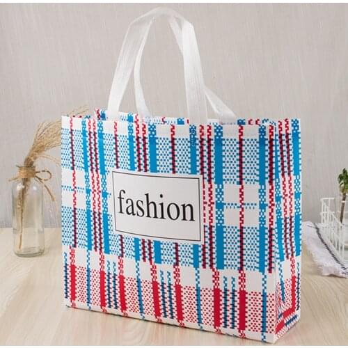 New Strip Foldable Shopping Bag Reusable Tote Pouch Women Travel Storage Handbag Fashion Shoulder Bag Non-woven Shopping Bag