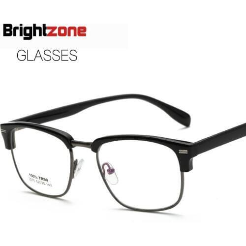 2017 New Pattern Tr 90 Glasses Plating Blue Light Classic Exceed Light Half Frame Plain Glass Mirror Match Myopia