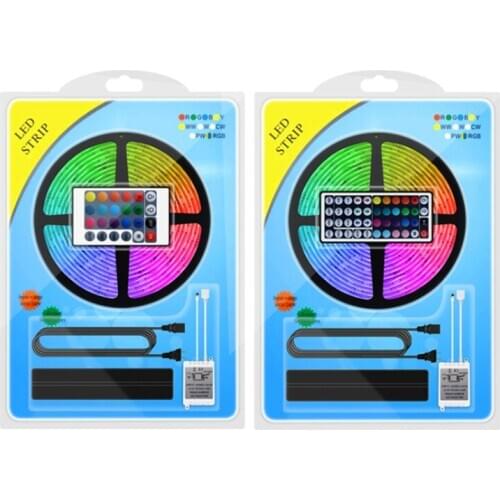 LED Strip Light RGB 5050 Flexible Lamp Remote Control Waterproof Color Changing 5M LED Flex for Indoor Room Outdoor Decoration