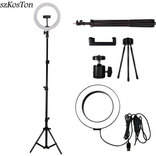 LED Selfie Ring Light 26cm/16cm Camera Photo Studio Light Dimmable Photography Fill Lamp For Live Video With Tripod Phone Holder