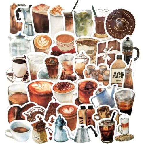 TD ZW 40Pcs 2-3CM Hand Account Coffee Drink Stickers For Suitcase Skateboard Laptop Luggage Fridge Phone DIY Decal Sticker