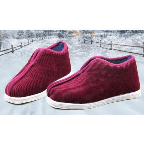 Unisex Kids&adult winter warm handmade cotton kung fu shoes wushu tai chi sneakers lay shoes nun shaolin monk shoes red